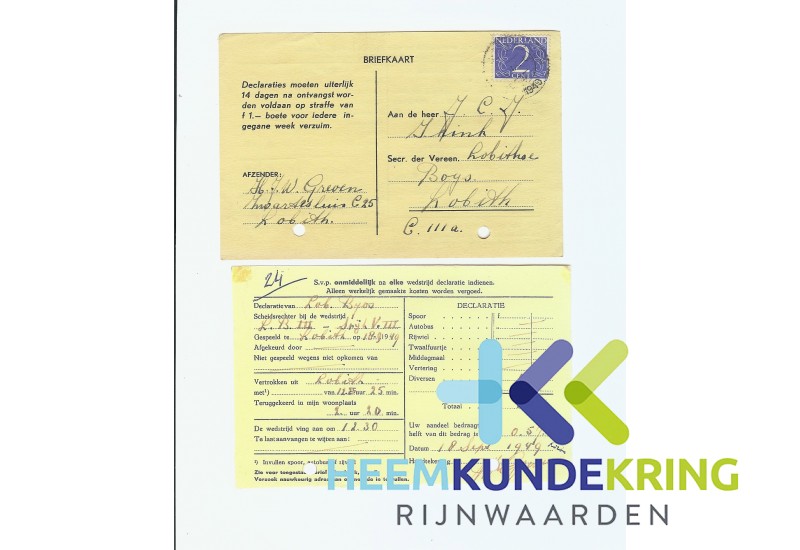 Declaratie briefkaart L.Boys 1949